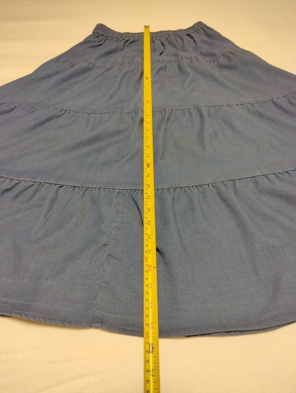 Women's Blue Tiered Maxi Skirt with Elastic Waist - Picture 11 of 11